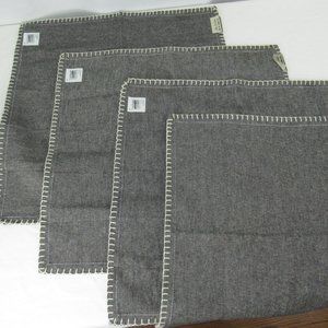 Black Chambray Metro Farmhouse 4 Cloth Napkins 18x18 Blanket Stitch Park B Smith